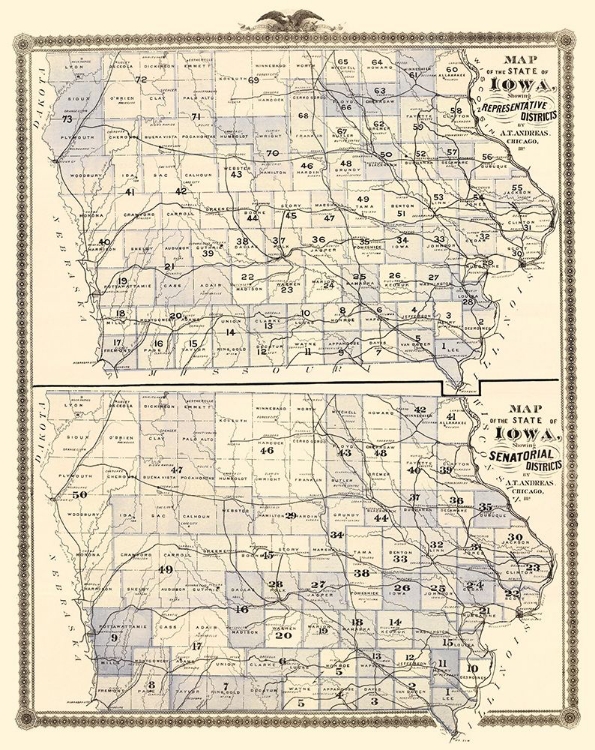 Picture of IOWA WITH REPRESENTATIVE, SENATORIAL DISTRICTS