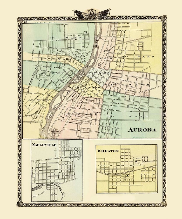 Picture of AURORA, WHEATON, NAPERVILLE ILLINOIS - WARNER 1870