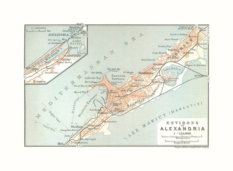 Picture of ALEXANDRIA ENVIRONS EGYPT - BAEDEKER 1913