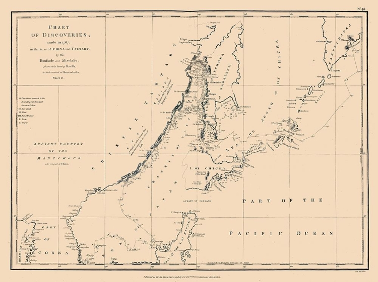 Picture of ASIA CHART OF DISCOVERIES - ROBINSON 1798