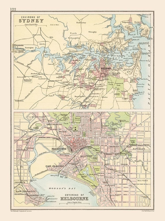 Picture of AUSTRALIA SYDNEY MELBOURNE - BARTHOLOMEW 1892