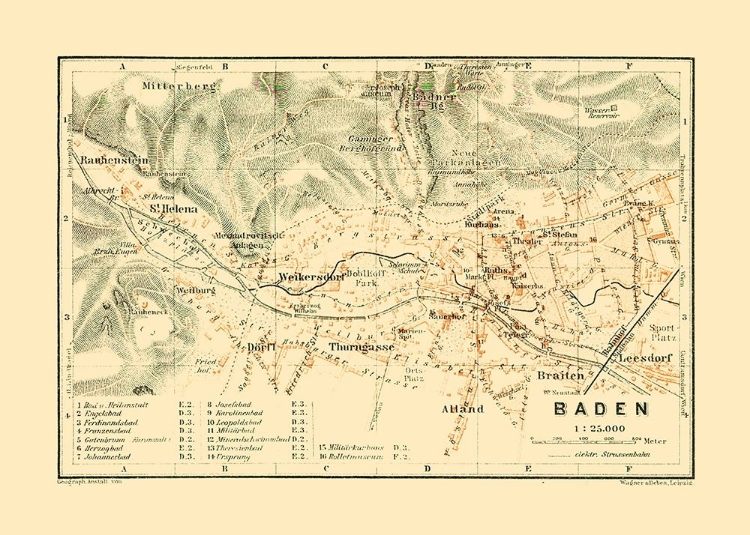 Picture of BADEN AUSTRIA - BAEDEKER 1910