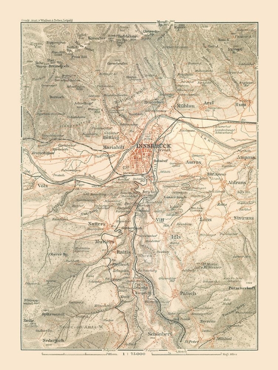 Picture of INNSBRUCK REGION AUSTRIA - BAEDEKER 1910