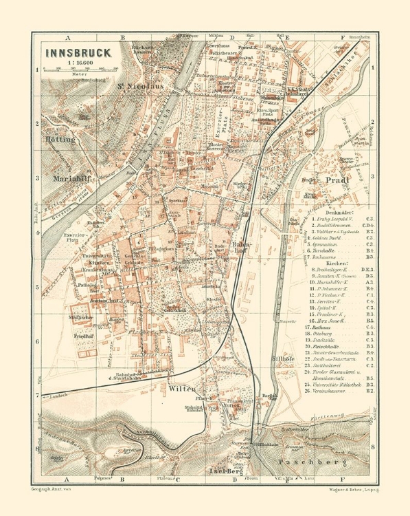 Picture of INNSBRUCK AUSTRIA - BAEDEKER 1910