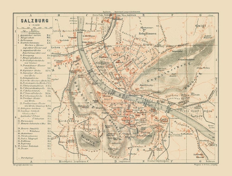 Picture of SALZBURG AUSTRIA - BAEDEKER 1910