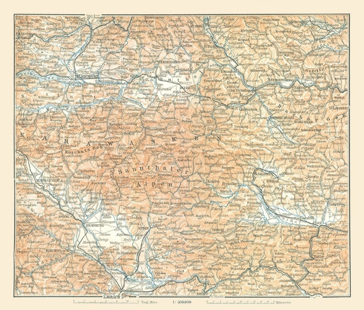 Picture of KARAWANKEN REGION AUSTRIA - BAEDEKER 1896