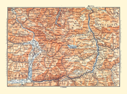 Picture of PINZGAU REGION AUSTRIA - BAEDEKER 1896