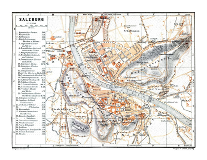 Picture of SALZBURG AUSTRIA - BAEDEKER 1896