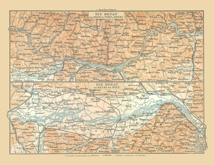 Picture of DANUBE RIVER AUSTRIA - BAEDEKER 1896