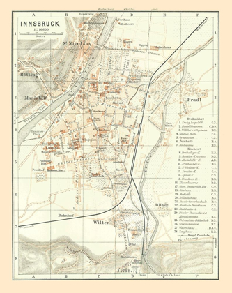 Picture of INNSBRUCK AUSTRIA - BAEDEKER 1896