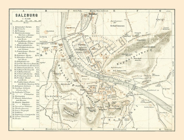 Picture of SALZBURG AUSTRIA - BAEDEKER 1896