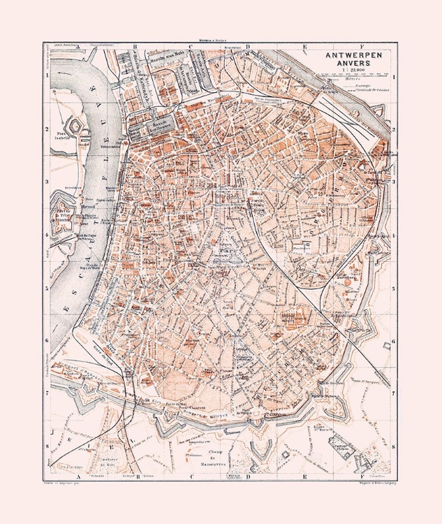 Picture of ANTWERP BELGIUM EUROPE - BAEDEKER 1910