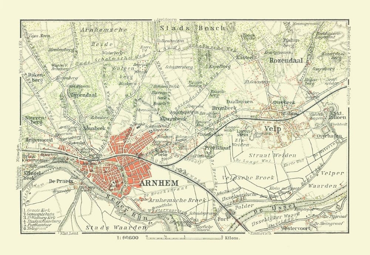 Picture of ARNHEM BELGIUM EUROPE - BAEDEKER 1910