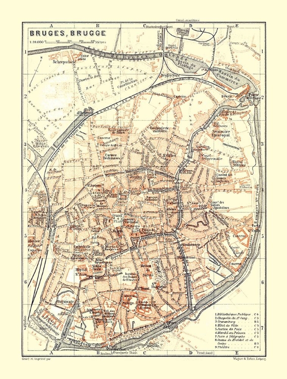 Picture of BRUGES BELGIUM EUROPE - BAEDEKER 1910