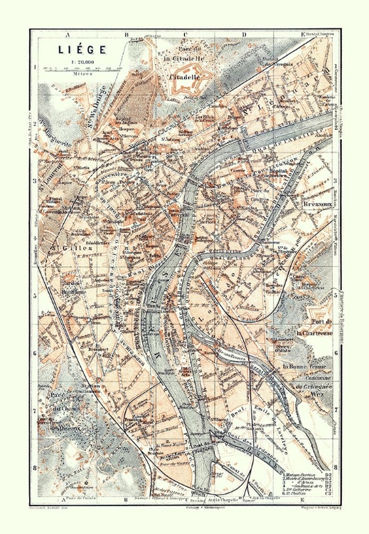 Picture of LIEGE BELGIUM EUROPE - BAEDEKER 1910