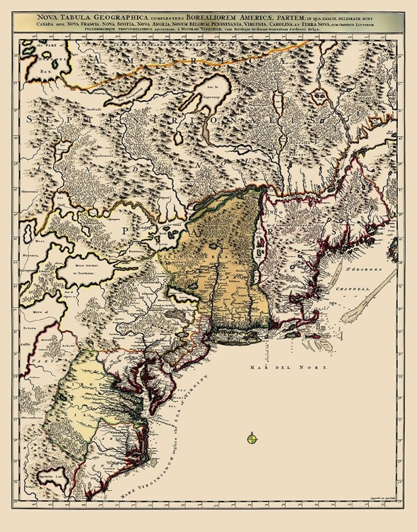 Picture of NORTHEASTERN COAST NORTH AMERICA - VISSCHER 1745