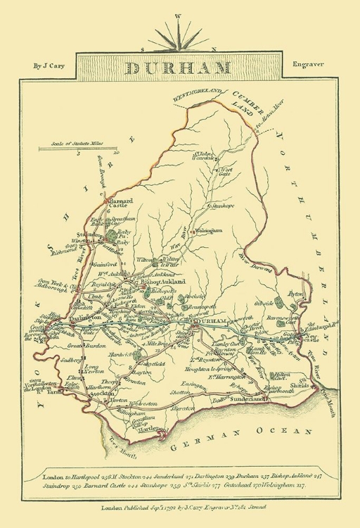 Picture of DURHAM COUNTY ENGLAND - CARY 1792