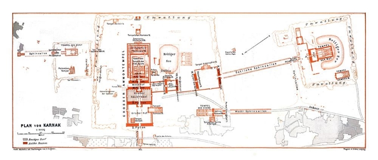 Picture of AFRICA KARNAK PLAN EGYPT - BAEDEKER 1913