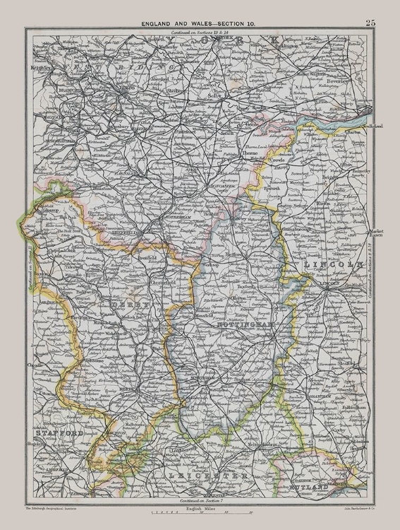 Picture of EAST MIDLANDS ENGLAND - BARTHOLOMEW 1892