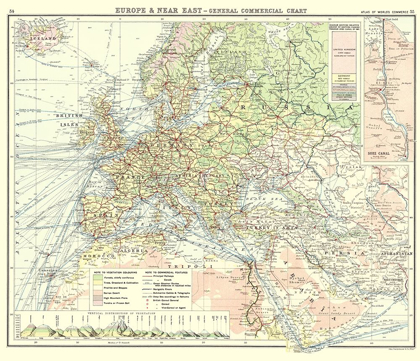 Picture of EUROPE NEAR EAST COMMERCIAL CHART - NEWNES 1907