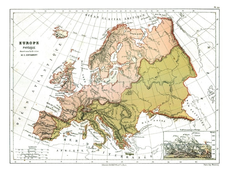 Picture of PHYSICAL EUROPE - CORTAMBERT 1880