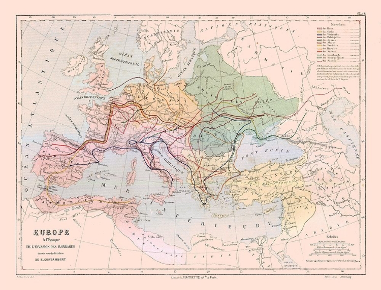 Picture of EUROPE BARBARIAN INVASIONS - CORTAMBERT 1880