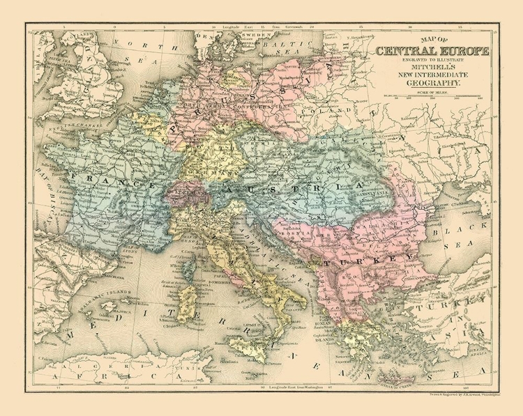 Picture of CENTRAL EUROPE - MITCHELL 1877