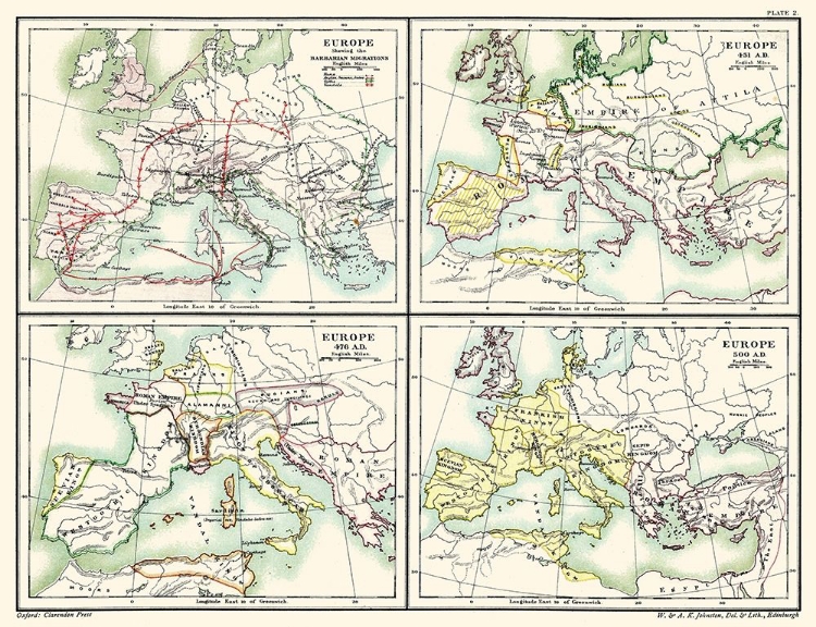 Picture of EUROPE BARBARIAN MIGRATIONS 451 AD-500 AD