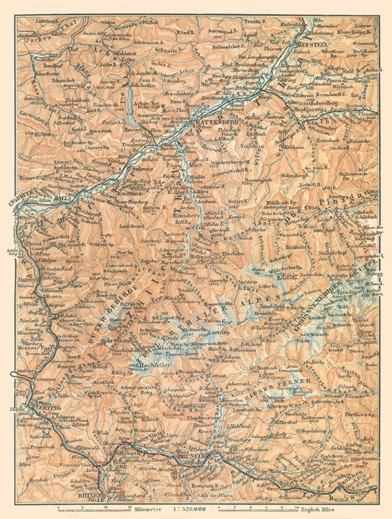 Picture of EUROPE MOUNTAINS AUSTRIA ITALY - BAEDEKER 1896