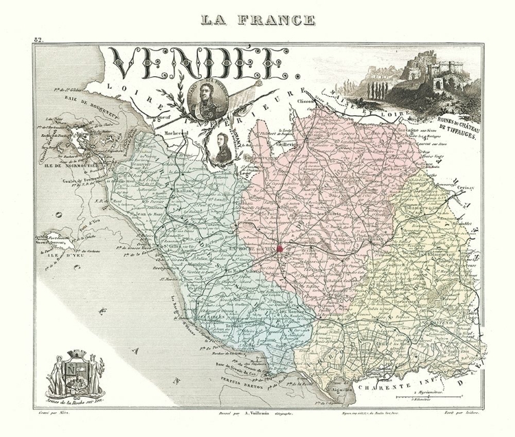 Picture of VENDEE DEPARTMENT FRANCE - MIGEON 1869