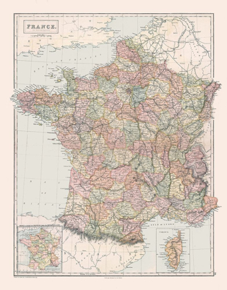 Picture of DEPARTMENTS OF FRANCE - BLACK 1867