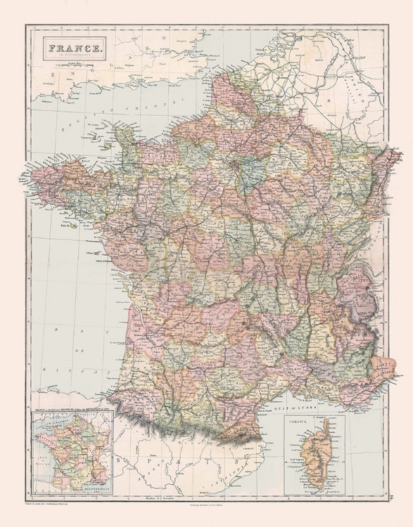 Picture of DEPARTMENTS OF FRANCE - BLACK 1867