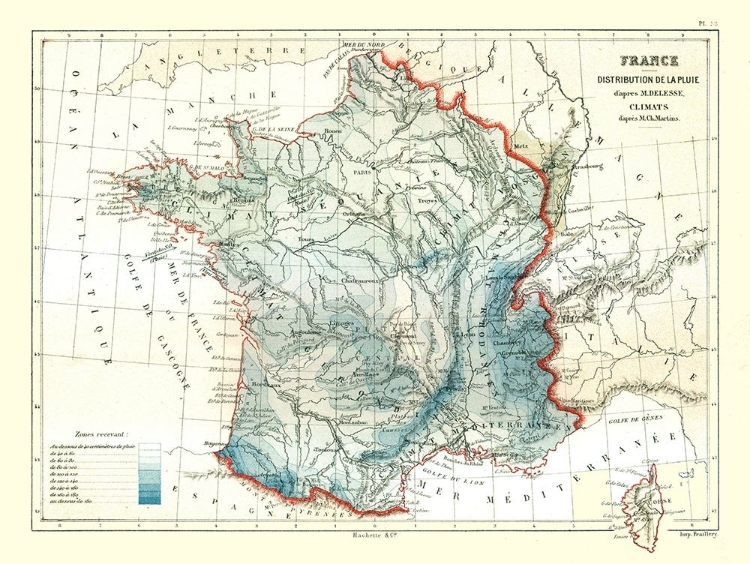 Picture of RAIN DISTRIBUTION FRANCE - CORTAMBERT 1880