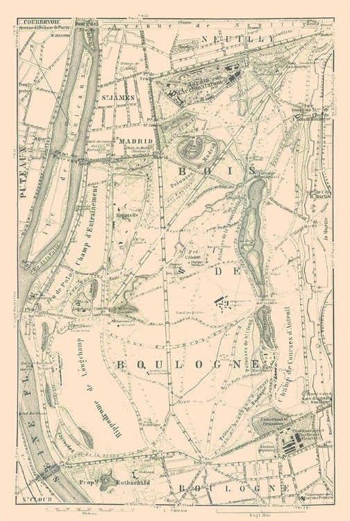 Picture of BOIS DE BOULOGNE PARIS FRANCE - BAEDEKER 1911