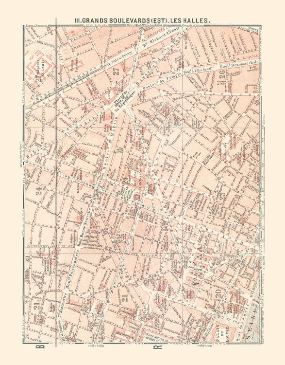 Picture of LES HALLES PARIS FRANCE - BAEDEKER 1911