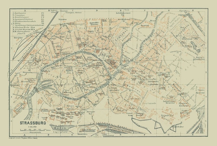 Picture of STRASBOURG FRANCE - BAEDEKER 1914