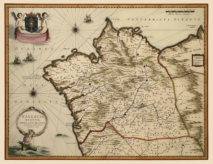 Picture of IBERIAN PENINSULA GALICIA SPAIN - BLAEU 1635