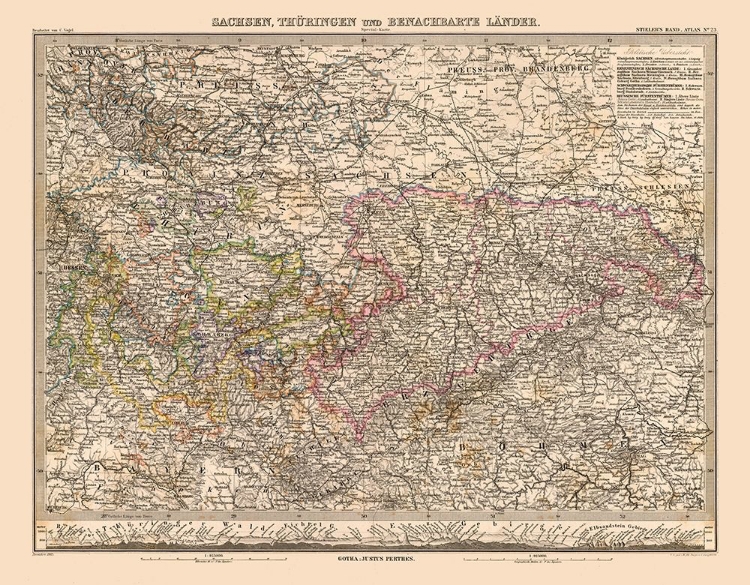 Picture of EUROPE SAXONY THURINGIA GERMANY - STIELER 1885