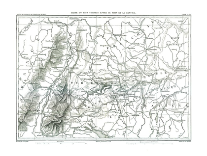 Picture of RHINE DANUBE RIVERS GERMANY FRANCE - THIERS 1866