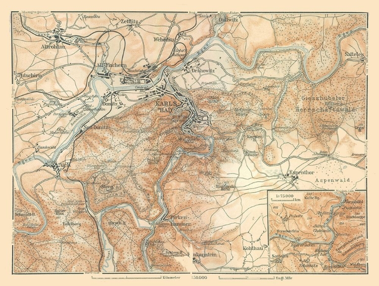 Picture of KARLSBAD REGION GERMANY - BAEDEKER 1910