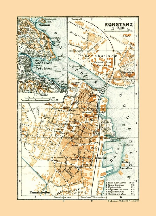 Picture of KONSTANZ GERMANY - BAEDEKER 1921