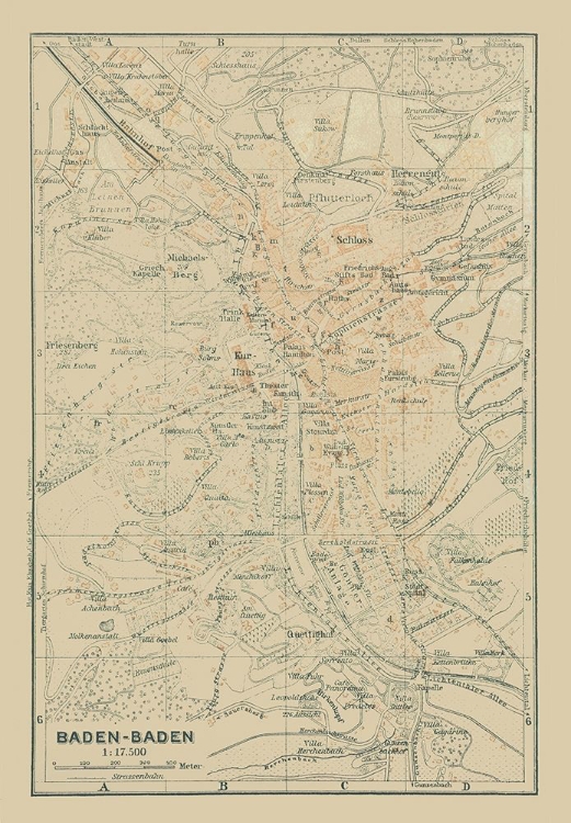 Picture of BADEN BADEN GERMANY - BAEDEKER 1914