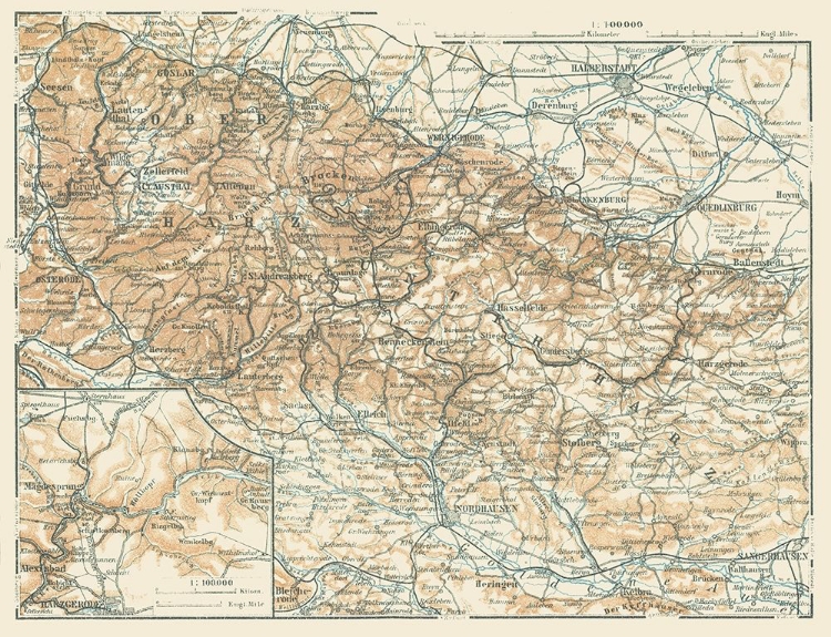 Picture of OBER HARZ UNTER HARZ GERMANY - BAEDEKER 1914