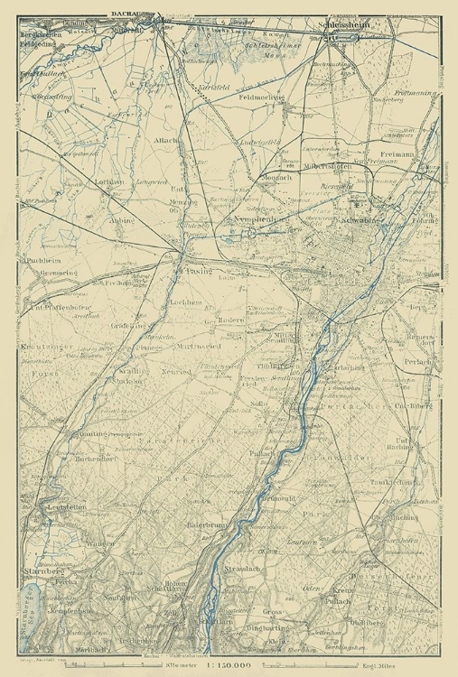 Picture of DACHAU REGION GERMANY - BAEDEKER 1914