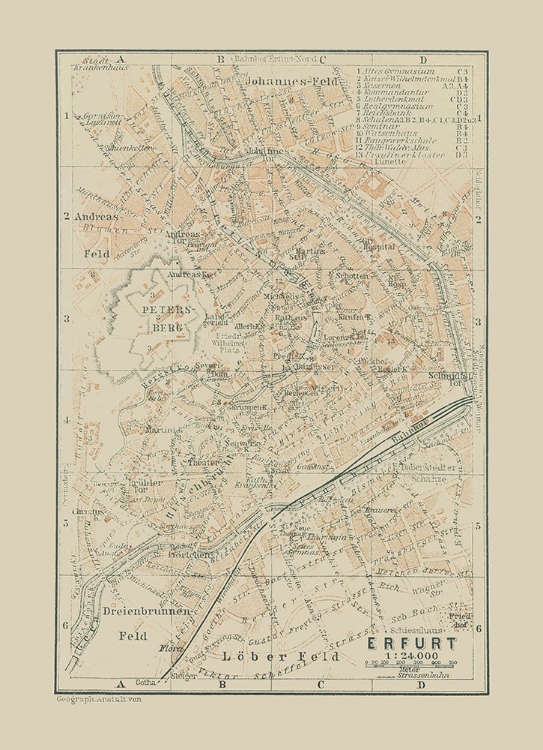 Picture of ERFURT GERMANY - BAEDEKER 1914