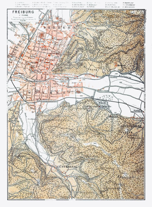 Picture of FREIBURG GERMANY - BAEDEKER 1914