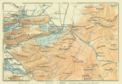 Picture of FUSSEN REGION GERMANY - BAEDEKER 1914