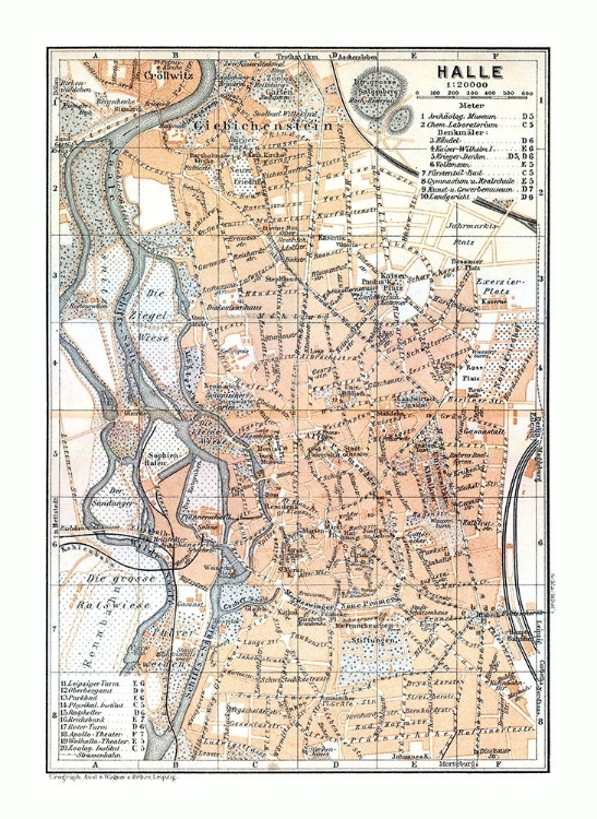 Picture of HALLE GERMANY - BAEDEKER 1914