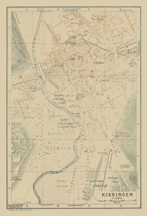 Picture of KISSINGEN GERMANY - BAEDEKER 1914