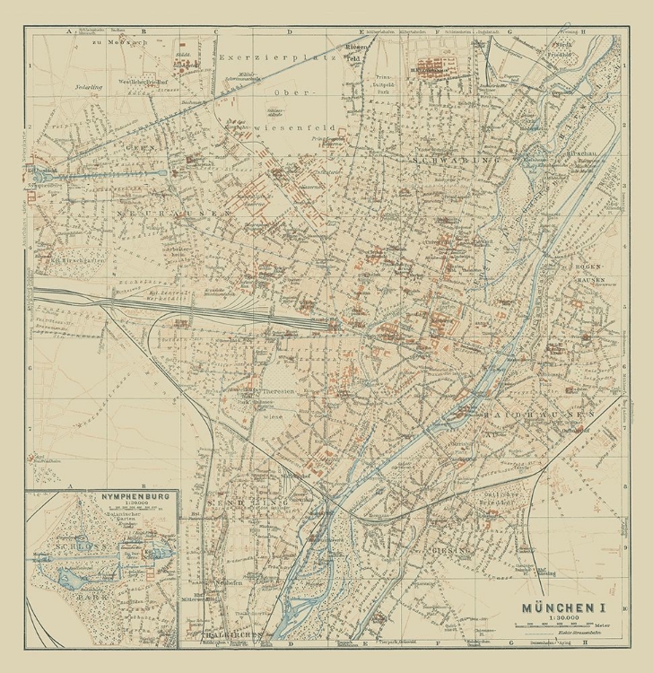 Picture of WEST MUNICH GERMANY - BAEDEKER 1914